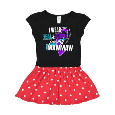 

Inktastic Suicide Prevention I Wear Teal and Purple for My Mawmaw Gift Toddler Girl Dress
