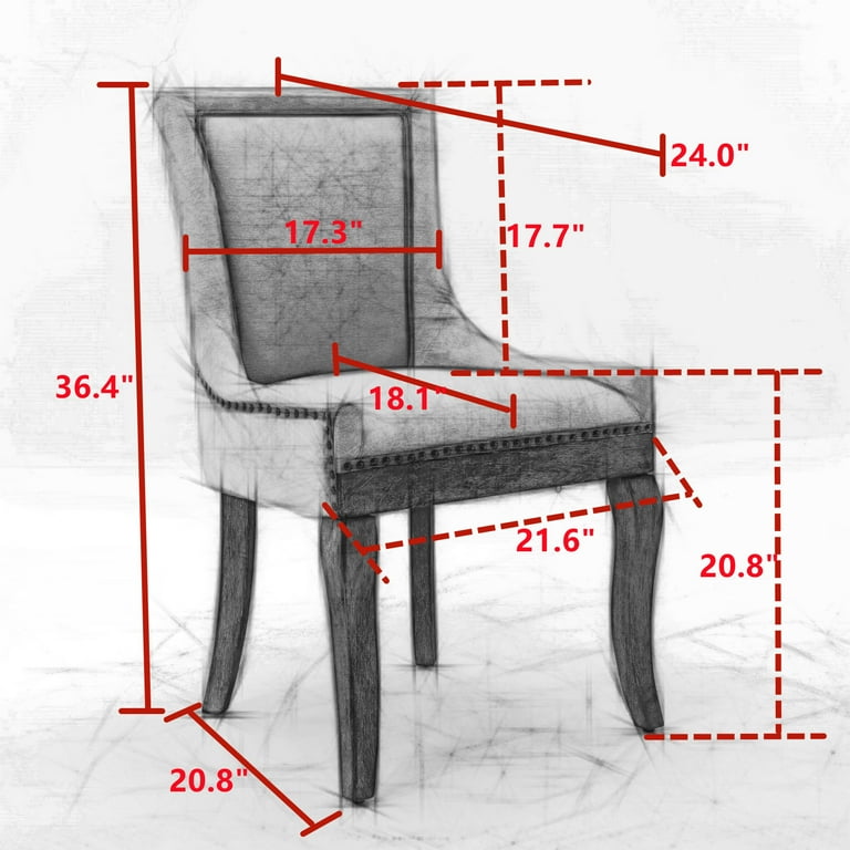 Fabric Dining Chairs Upholstered Dining Room Chairs with Solid Wood Legs Nailhead Trim Accent Side Chairs for Dining Room Kitchen Living Room
