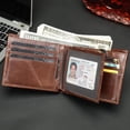 thumbnail image 2 of Cartera NIUCUNZH de piel para hombre, plegable, RFID, vertical, marrón, 2 of 7