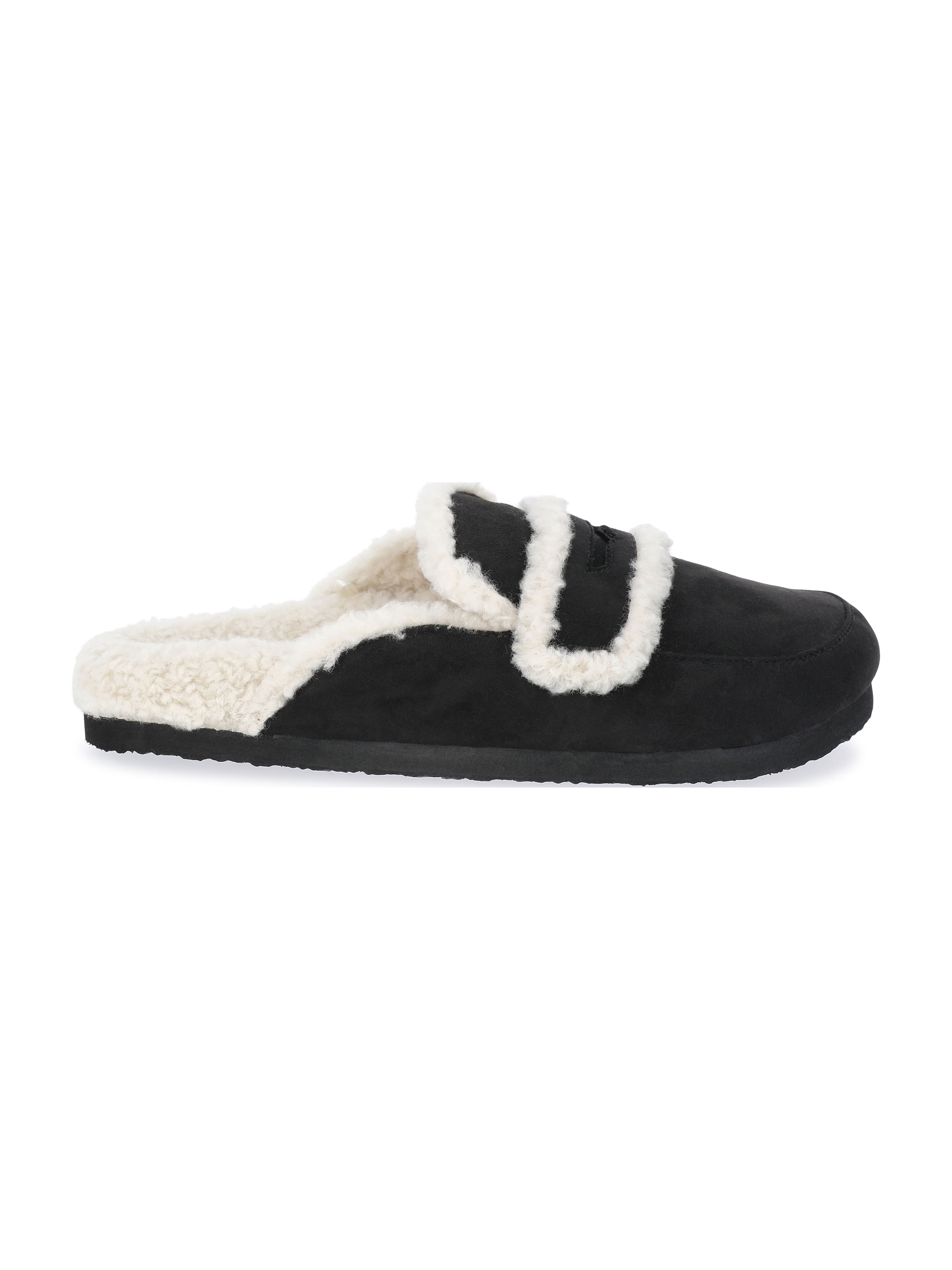 Time and Tru Women's Faux Shearling Slide On Loafers