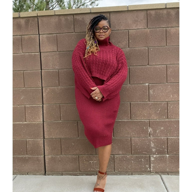 Burgundy knit cheap dress