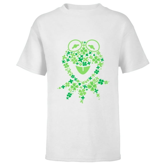 Disney Muppets Kermit the Frog in Clovers St Patrick’s Day - Short Sleeve T-Shirt for Kids - Customized-White
