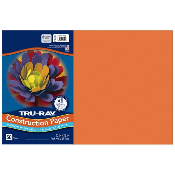 Papel de Construcción Tru-Ray 30x46 cm Naranja Eléctrico 50 Hojas