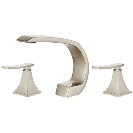MOGFCT Brass Brush Nickel Bathroom Sink Faucet Wash Basin Tap Set Hot Cold Water 3 Hole Double Handle