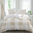 thumbnail image 2 of Beige Plaid Bedding 3 Piece Duvet Cover Set Full Size, Spring Summer Farmhouse Buffalo Checkered Soft Microfiber Comforter Cover with Zipper Closure & Pillowcases, Wrinkle & FadeResistant Quilt Cover, 2 of 9