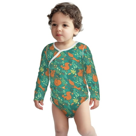 

Fotbe Fall Forest Squirrel Pattern Unisex-baby Long-sleeve Bodysuit Long Sleeve Bodysuits One-piece 100% Organic Cotton for Infant Baby Boys Unisex-12 Months