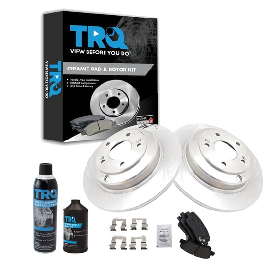 TRQ Rear Brake Pad & Rotor Kit; with Chemical Kit Ceramic Fits 2010-2014 Hyundai Genesis Coupe