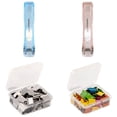 thumbnail image 2 of CMrtew 2 Pcs Portable Handheld Paper Clam Clip Dispenser with 100 Pcs Paper Clam Clip Refills Mini Push Stapler Dispenser Papers Clamps for Fixing Documents, 2 of 9
