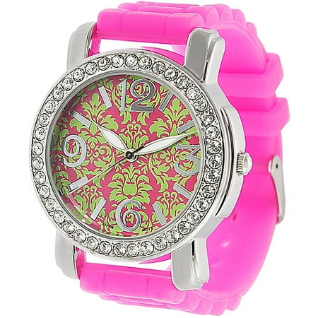 Brinley Co. Women's Rhinestone Silicone Watch