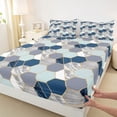 thumbnail image 3 of Homewish Teens Geometric Honeycomb 3pcs Twin Sheet Sets,Bling Golden Glitter Twin Fitted Sheet,Abstract Gradient Hexagon Breathable Flat Sheet,Lightweight Room Decor, 3 of 7