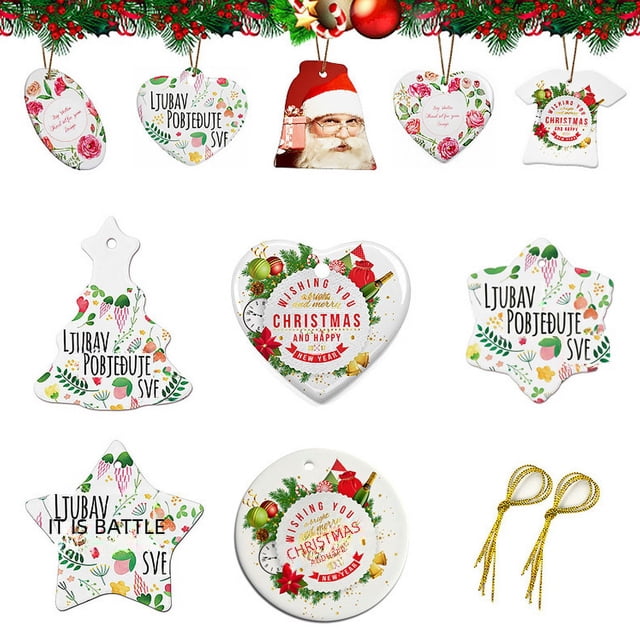 Colgante navideño de cerámica con sublimación de calor Colgante navideño de cerámica con transferencia de calor de 3 pulgadas Colgante navideño de cerámica con amor