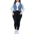thumbnail image 2 of Agnes Orinda Women's Plus Size Denim Vest Sleeveless V Neck Button Down Casual Jean Waistcoat Jacket 1X Light Blue, 2 of 6