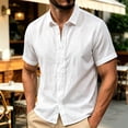 thumbnail image 4 of VgaVtl Collared Shirt Men Short Sleeve Summer Button up Minimalist Shirts for Men Cardigan Leisure Solid Color, 4 of 8