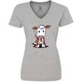 thumbnail image 3 of Inktastic Little Brown Cow Women's V-Neck T-Shirt, 3 of 5