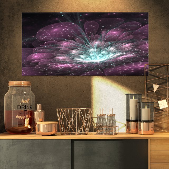 Purple Fractal Flower - Modern Floral Canvas Art Print