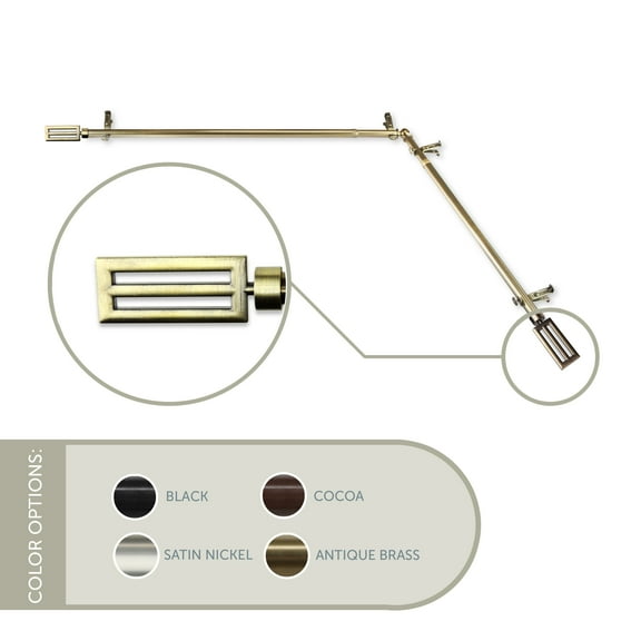 Mabel 13/16 inch Corner Window Curtain Rod 66-120" - Antique Brass