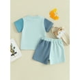 thumbnail image 4 of Suealasg Brother and Sister Matching Set Toddler Baby Boys Girls Outfits Set Short Sleeve Letter Print T-shirt +Contrast Color Shorts 2Pcs Summer Clothes, 4 of 9