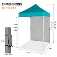 thumbnail image 4 of COOS BAY 5x5 Outdoor Portable Canopy Tent with One Removable Sunwall, Pop up Canopy with Carry Bag, Turquoise, 4 of 8