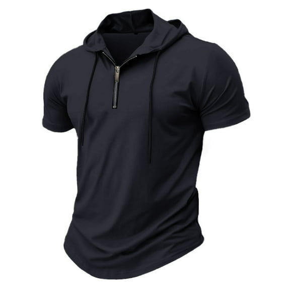 Cameland Short Sleeve Hoodies for Men Short Sleeve Solid Color Hoodies Men Casual Fashion Hooded Pullover Sports T-Shirt Top