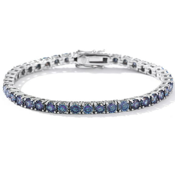 6-9 Inches Round Cut Colorful Blue Moissanite Tennis Bracelet for Women 4MM D Color VVS1 Lab Created Diamond Tennis Bracelet Perfect for Daily Wear