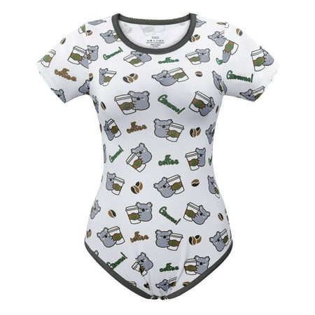 Littleforbig Cotton Romper Onesie Pajamas Bodysuit - Gimme Coffee Onesie XL