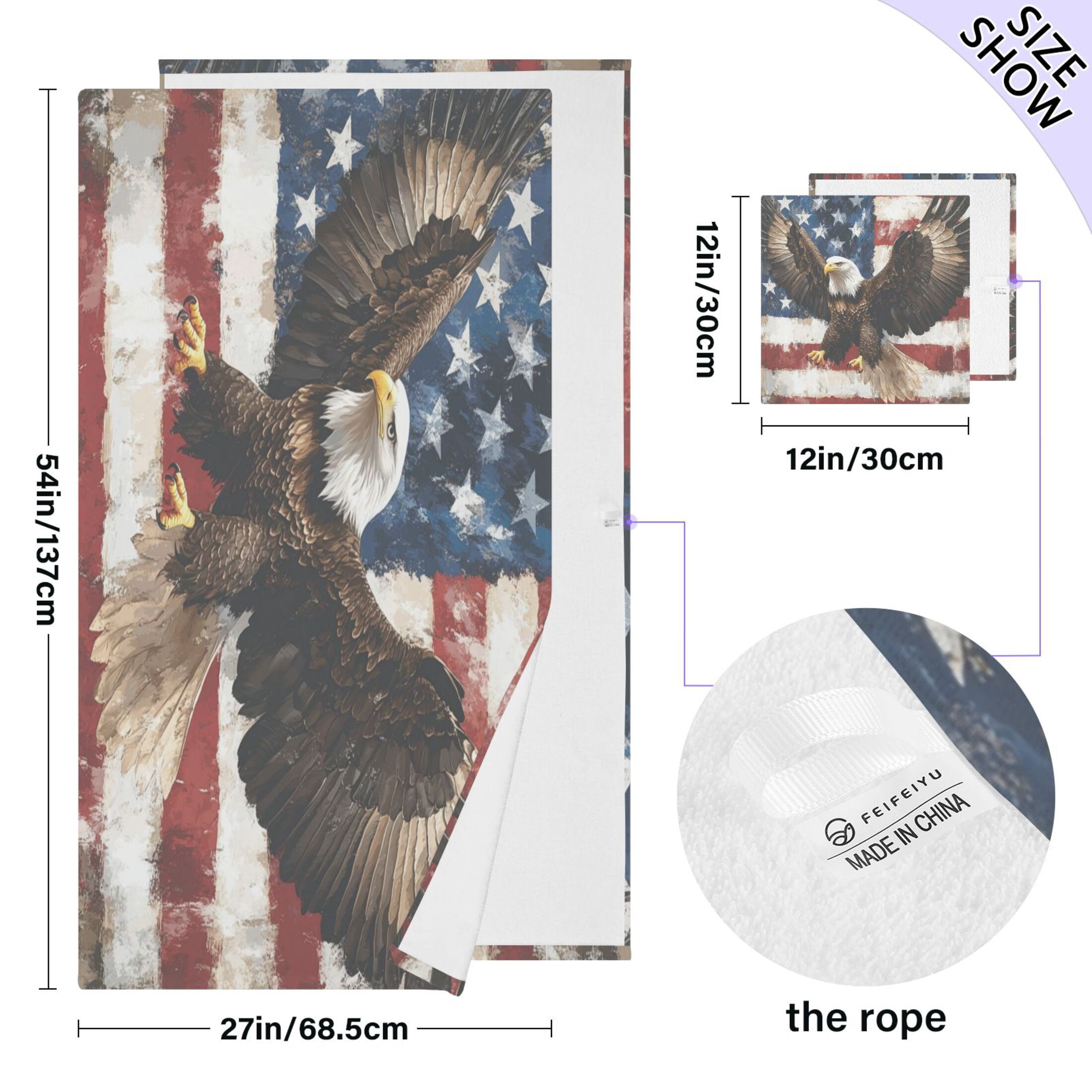 Qxltty American Patriotic Faith Bath and Hand Towel Set 100% Cotton Towels for Bathroom Soft Durable and Absorbent