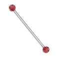 thumbnail image 2 of Industrial Barbell 14G with Crystal Paved Ferido Balls Surgical Steel - 6 Colors, 2 of 11