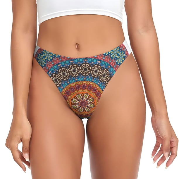 Fotbe Mandala Tanga Sin Costuras para Mujer con Estampado – Panties Invisibles, Transpirables y Cómodos para Uso Diario-X-Small