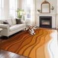thumbnail image 3 of Abstract Washable Living Room Rugs 5'x8', Yellow White Gradient Ocean Waves Low Pile Throw Large Area Rug Non-Slip Sturdy Edge Binding Carpet for Living Room Kitchen Office, 3 of 9