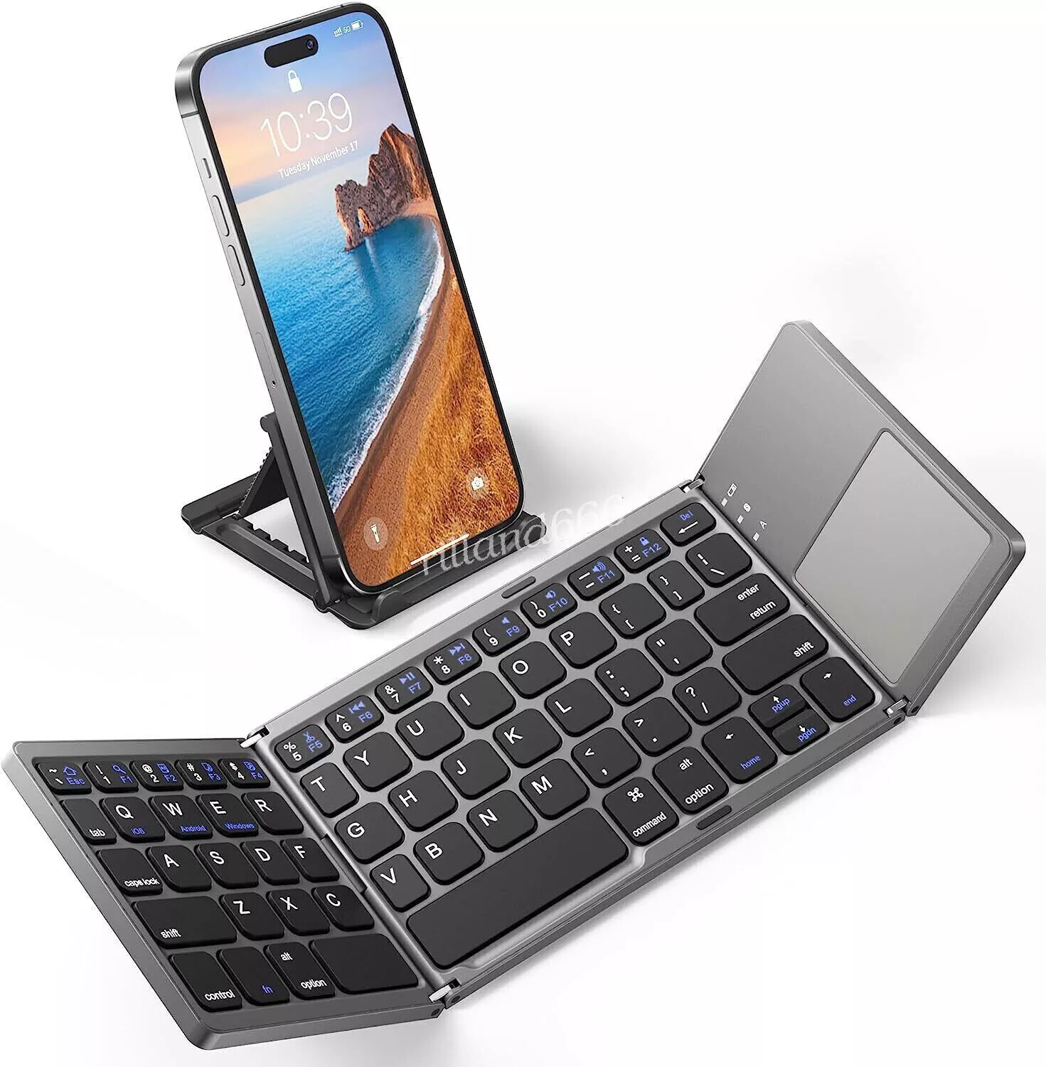 Foldable Bluetooth Keyboard And Mouse Combo - Portable Travel Keyboard With Case, Rechargeable, For IPad, Laptop, Tablet