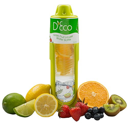 Fruit Infused Water Bottle Glass Fruit Infuser Oz W Silicone Grip Built In Cylinder Walmart Com Walmart Com