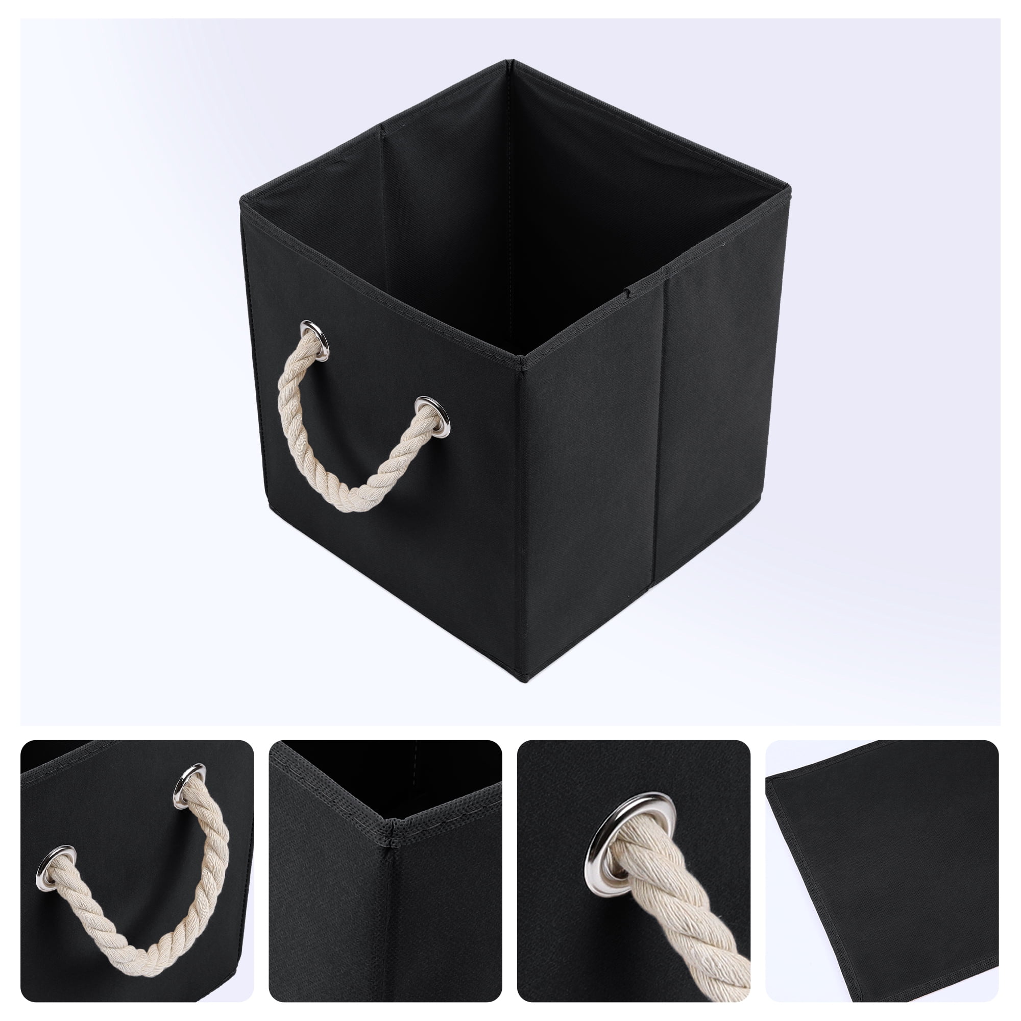 Unique Bargains Fabric Storage Bin with Handles Black 11*11*11in