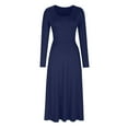 thumbnail image 4 of Ygbgbb Women's Elegant Waist Cinched Long Sleeve Lace Up Dress (Blue,L), 4 of 6