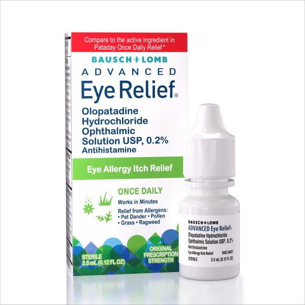 4 Pack - Bausch + Lomb Advanced Eye Relief 0.2% Olopatadine Antihistamine Eye Drops, 0.12 fl oz, 16-Hour Allergy Relief, Once-Daily Prescription-Strength Eye Drops for Itchy Eyes
