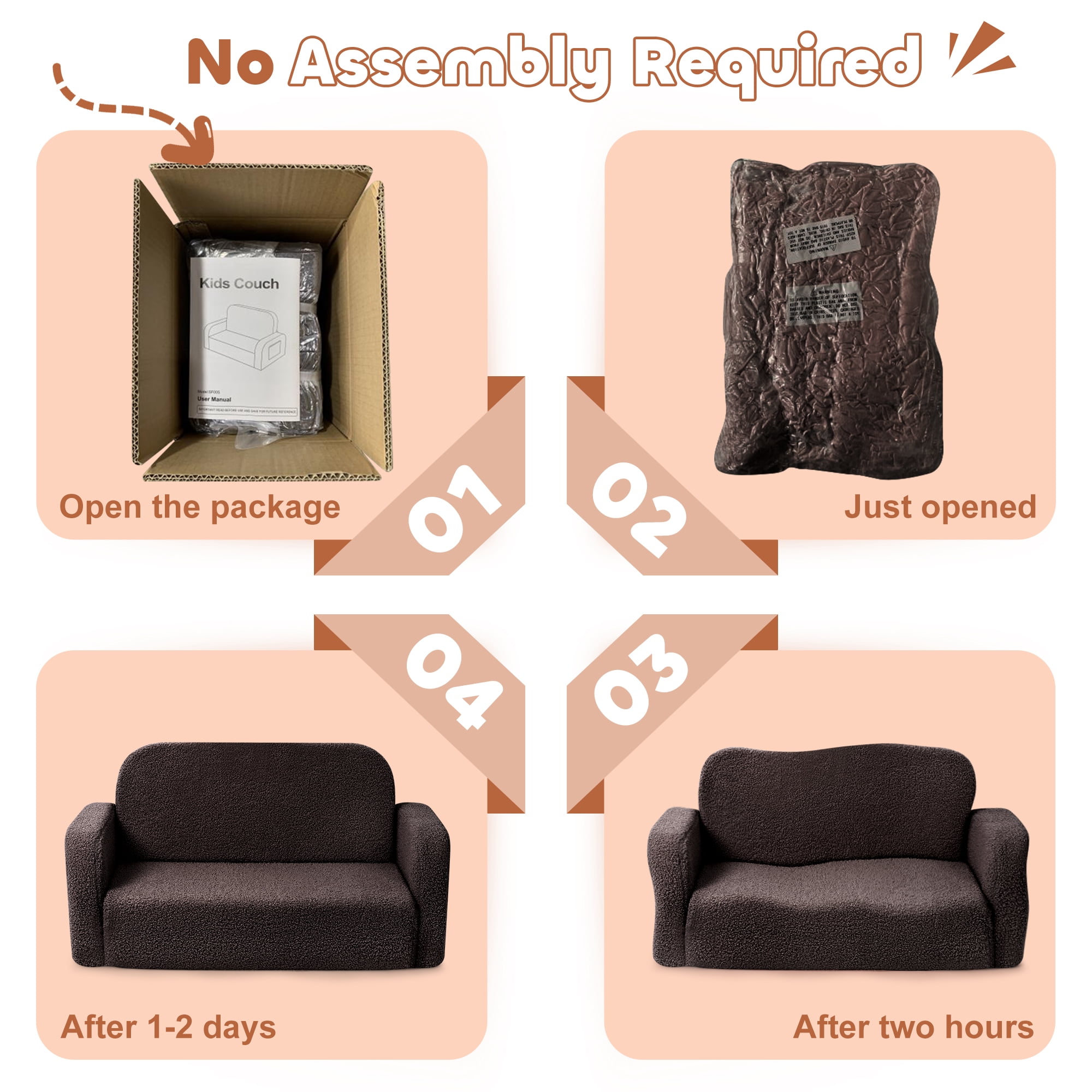 Babyeap Extra Wide Kids Chair,2-in-1 Convertible Toddler Chairs,Soft Comfy Kids Couch, Kids Sofa for Boys & Girls 3+,Brown