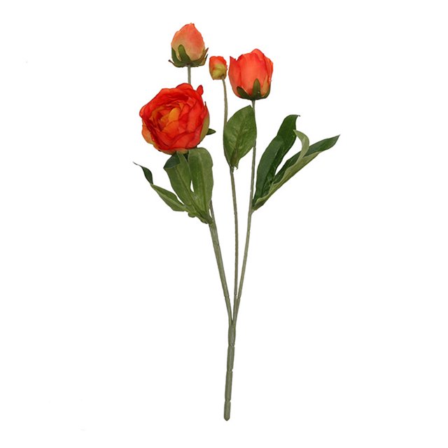 Bewildely Ramo de flores de peonía artificial de 4 ramas, decoración de simulación, adorno de flores para el hogar y la oficina Flores artificiales naranja Bewildely HA7106-05