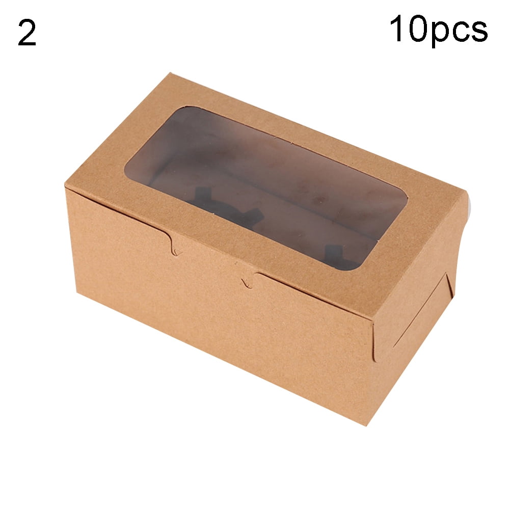 Brown Cupcake Carrier, Food Grade Kraft Bakery Boxes with Windows and