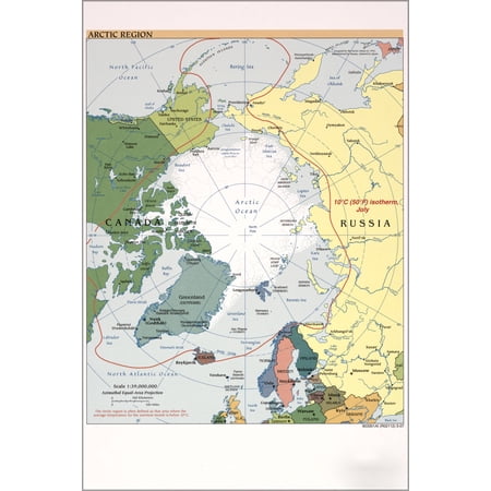 History Galore CIA Map of the Arctic North Pole Region 2007 24"x 36" Poster