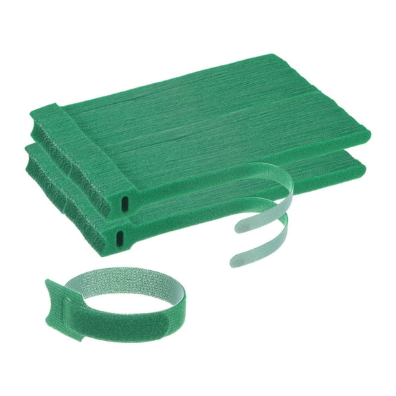 Uxcell 200-Pack Reusable Cable Ties 7.9 in Fastening Adjustable Hook and Loop Tie Wrap for Office, Green