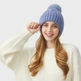 thumbnail image 2 of Homenesgenics Winter Hats for Women Beanies,Bobble Hat,Pom Pom Hat,Winter Outdoor Fashion Women's Beanies Brushy Blue Free Size, 2 of 2