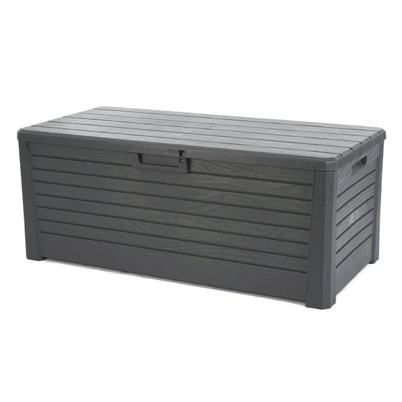 Open Box Toomax Florida Deck Patio Storage Box Bin Bench, 145Gal (Anthracite)