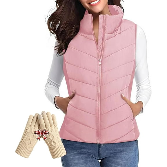 Holdretain Puffer Vest,Rufenpurify Puffer Jacket,Cozy Without Bulk: Puffers Vest Women Sleeveless Zip up Outerwear