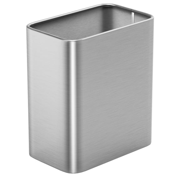 Small Bathroom Trash Can, 2.1 Gallons, Under Sink Wastebasket, Silver | Quick Toss Open Top, Stainless Steel Garbage Can, Hand-Safe Rolled Edges, Metal Trash Bin for Office/Bedroom/Near Desk/RV