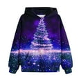 thumbnail image 2 of Odeerbi Kids Boys Girls Christmas Hoodies Christmas Tree Print Hooded Sweatshirts Children's Long Sleeve Pattern T-shirt Printed Round Neck Shirt Hooded Sweatshirt Blue, 2 of 4