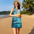 thumbnail image 3 of Fotbe Turquoise Ocean Reflection Vestido de Verano sin Mangas para Mujer – Vestido Midi Línea A, Estilo Camiseta Floral, Vestido Playero Casual y Fluido, 3 of 7