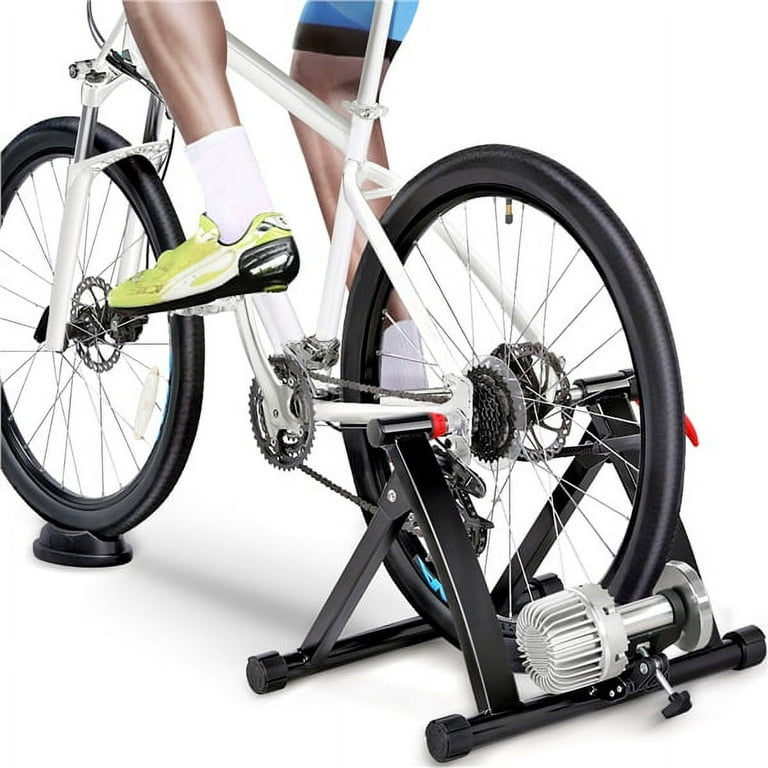 Yaheetech Indoor Bicycle Bike Trainer Exercise Stand Training Wheels Resistance Stationary w Quick Release Skewer Front Wheel Block