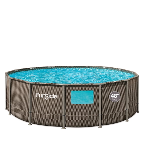 Funsicle Metal Frame 16' x 48" Crystal Vue Oasis Designer Pool, Round Above Ground Swimming Pool, 2-in-1 Filter Pump & Skimmer, Age 6 and up