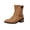Brown, variant on Mid Calf Buckle Boots, Buckled Strap Mid Calf Boots Casual Office Commuting, Ribbed Knit Contrast Collar Footwear Holiday Travel Wearing, Block Heel Outer Side Zipper Shoes, Brown 8