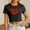 Z001-Black, variant on Women Short Sleeve T Shirts 2025 Summer Trendy Letter Print Crew Neck Cropped Tops Casual Stretch Slim Fit Workout Tees