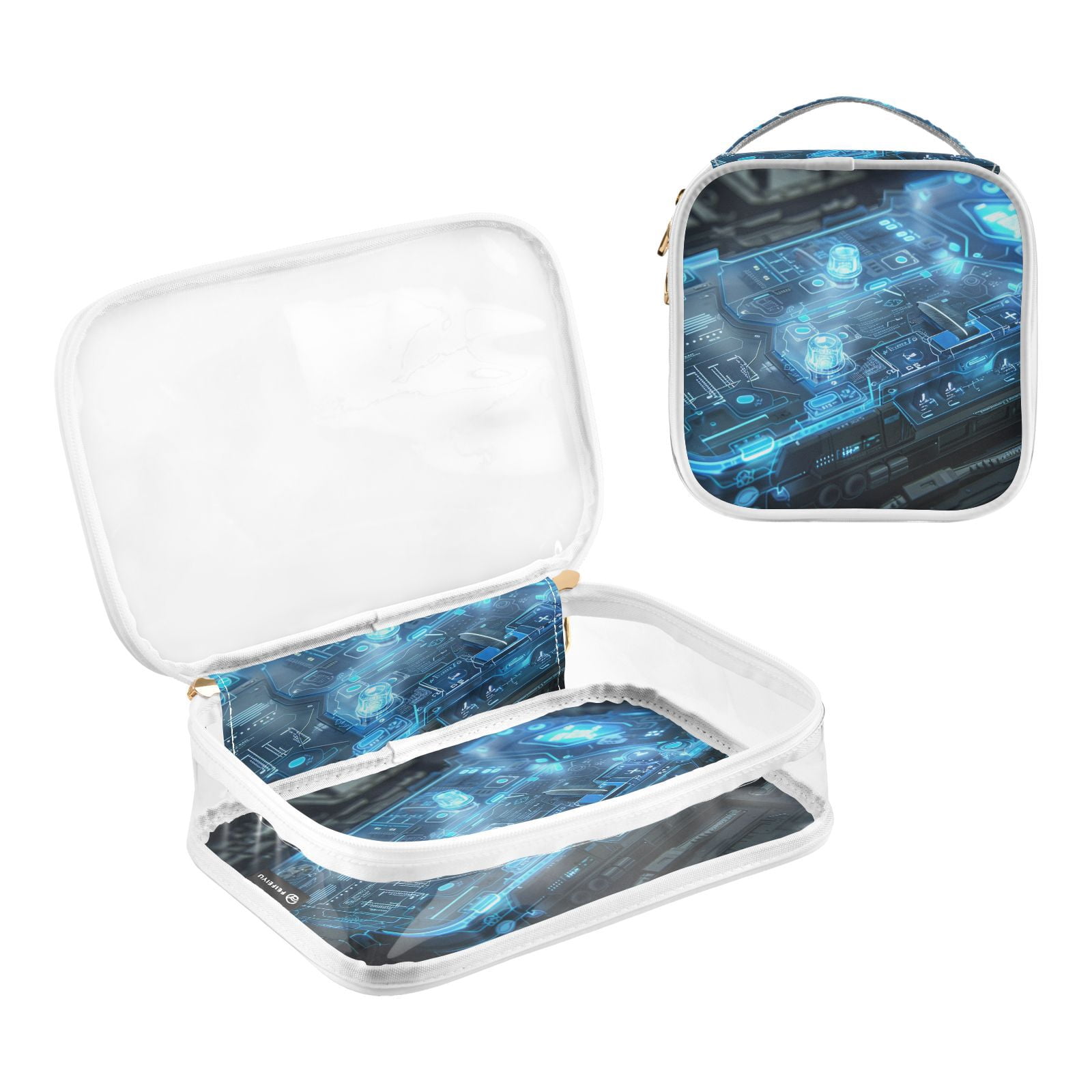 Clear Makeup Bags with Handle Large Opening 2 Pack Set Toiletry Bag Quart Size Bag, for Women Man Traveling Travel Essentials, Toiletries and Other. Game Capture
